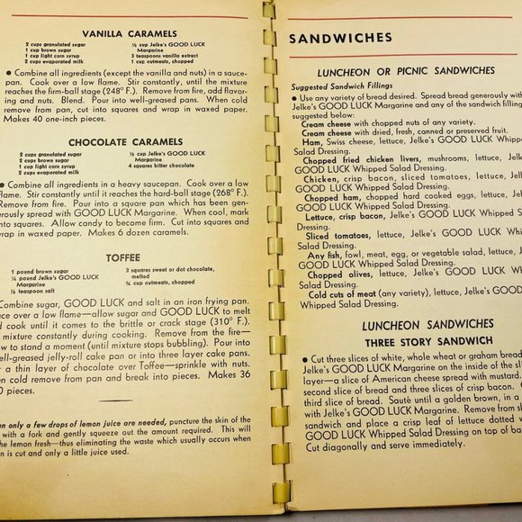 Vintage Jelke’s Good Luck Recipes Cookbook 1936 And Cutouts Book From Chicago - Picture 11 of 11